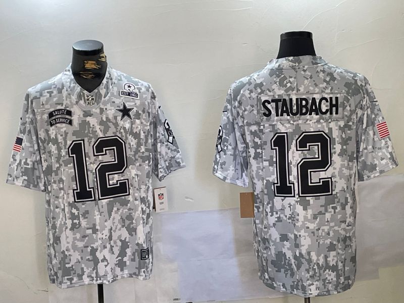 Men Dallas Cowboys #12 Staubach Nike Arctic Camo 2024 Salute to Service Limited NFL Jersey style 3->dallas cowboys->NFL Jersey